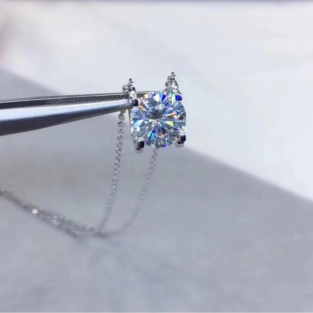 🔥3CT Excellent Cut Certified Moissanite Pass Test Pendant And Necklace 45cm